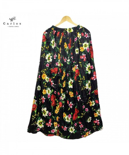 New Muslim Lady Skirt Elegant Temperament Half Skirt Pleated Printed Skirt High Waist Thin Medium Length Dubai Skirt $39.13 -...