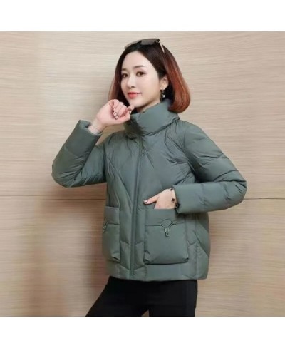 2023 New Winter Women Parkas Coat Fashion Solid Thick Warm Padded Jacket Parkas Long Sleeves Casual Short Basic Coat Outwear ...