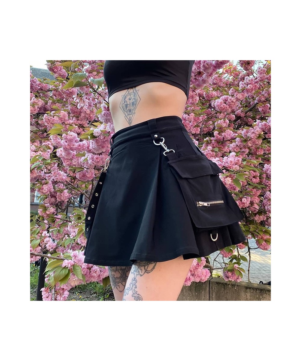 Black Skirt Harajuku Punk Gothic Black High Waist Black Skirts Women Sexy Patchwork Bandage Mini Skirt Female Streetwear $40....