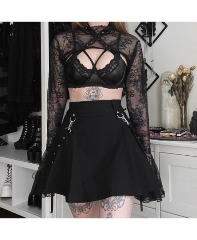 Black Skirt Harajuku Punk Gothic Black High Waist Black Skirts Women Sexy Patchwork Bandage Mini Skirt Female Streetwear $40....