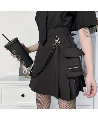 Black Skirt Harajuku Punk Gothic Black High Waist Black Skirts Women Sexy Patchwork Bandage Mini Skirt Female Streetwear $40....