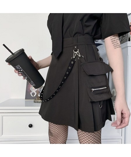 Black Skirt Harajuku Punk Gothic Black High Waist Black Skirts Women Sexy Patchwork Bandage Mini Skirt Female Streetwear $40....