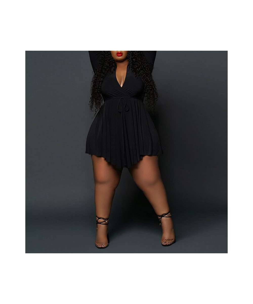 Plus Size Women Clothing Sizes Dresses with Lace Up V Neck Long Sleeve Dress Sexy Bodycon Mini Dress Wholesale $44.38 - Plus ...