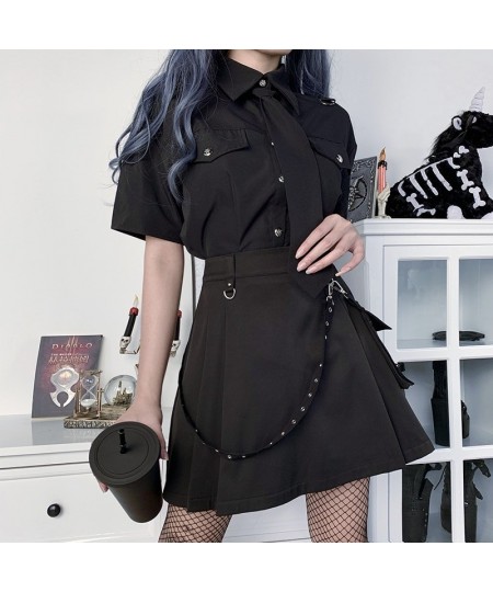 Black Skirt Harajuku Punk Gothic Black High Waist Black Skirts Women Sexy Patchwork Bandage Mini Skirt Female Streetwear $40....