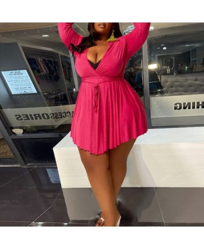 Plus Size Women Clothing Sizes Dresses with Lace Up V Neck Long Sleeve Dress Sexy Bodycon Mini Dress Wholesale $44.38 - Plus ...