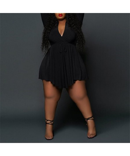 Plus Size Women Clothing Sizes Dresses with Lace Up V Neck Long Sleeve Dress Sexy Bodycon Mini Dress Wholesale $44.38 - Plus ...