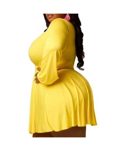 Plus Size Women Clothing Sizes Dresses with Lace Up V Neck Long Sleeve Dress Sexy Bodycon Mini Dress Wholesale $44.38 - Plus ...