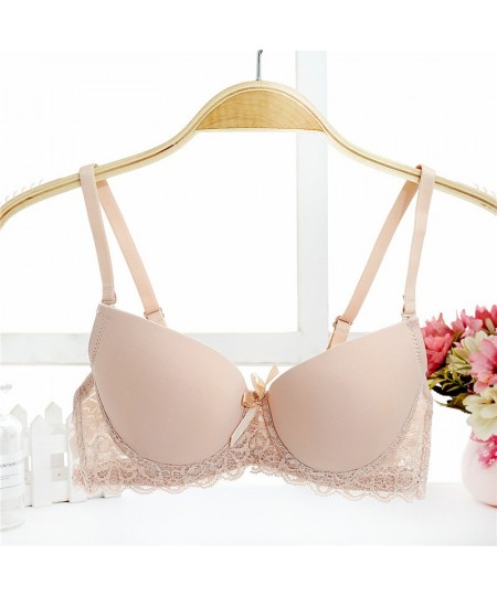 Small chest comfortable thin lady seamless bra gathered push up bra sexy lace bra student girl double small breast t shirt br...