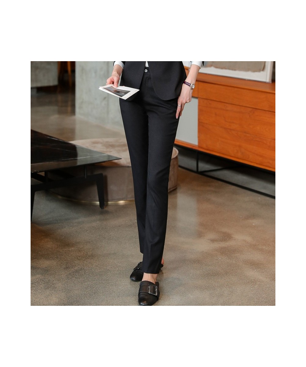 Fashion Pants Women New Spring Temperamet Professioal Navy Blue Formal Bottoms Work Straight Trousers $51.83 - Pants & Capris