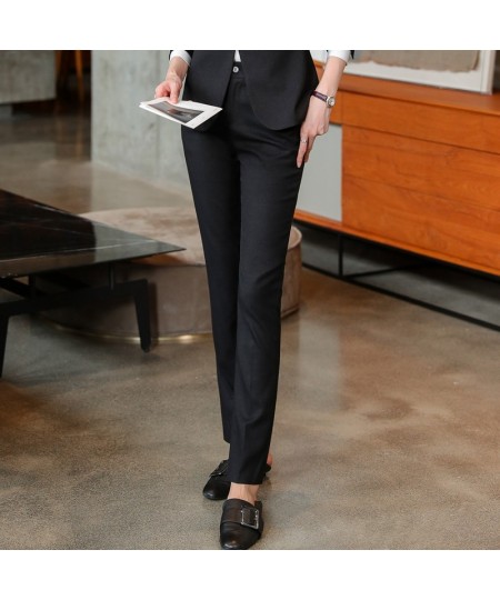 Fashion Pants Women New Spring Temperamet Professioal Navy Blue Formal Bottoms Work Straight Trousers $51.83 - Pants & Capris