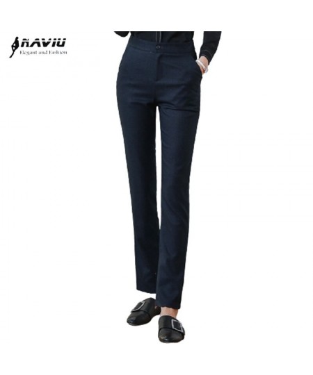 Fashion Pants Women New Spring Temperamet Professioal Navy Blue Formal Bottoms Work Straight Trousers $51.83 - Pants & Capris