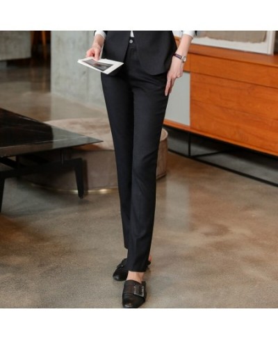 Fashion Pants Women New Spring Temperamet Professioal Navy Blue Formal Bottoms Work Straight Trousers $51.83 - Pants & Capris