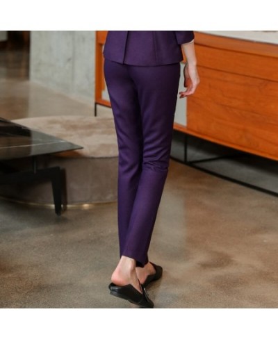 Fashion Pants Women New Spring Temperamet Professioal Navy Blue Formal Bottoms Work Straight Trousers $51.83 - Pants & Capris