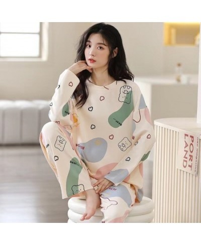 New Pajamas Ladies Spring and Autumn Long Sleeve Thin Section Women's Autumn and Winter Large Size Casual Autumn Homewear Set...