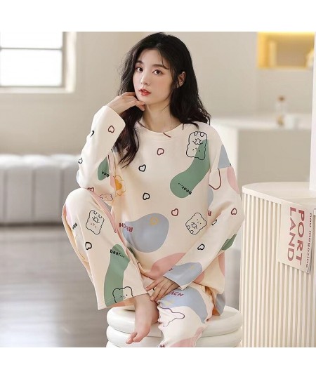 New Pajamas Ladies Spring and Autumn Long Sleeve Thin Section Women's Autumn and Winter Large Size Casual Autumn Homewear Set...