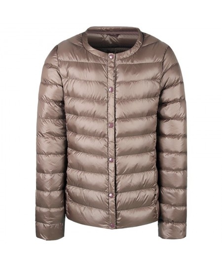 Winter Women Coat Ultralight Puffer Down Jacket O-Neck Button Warm Padded Parka Coat Female Portable Overcoat Chaqueta Mujer ...