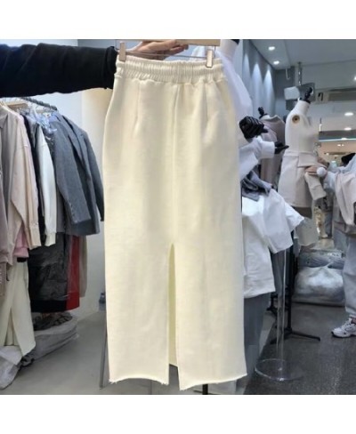 New Spring Solid Straight Slit Skirts Womens Comfortable Elastic Design Mujer Faldas 2023 Simple All Match SlimFemme Jupe $45...