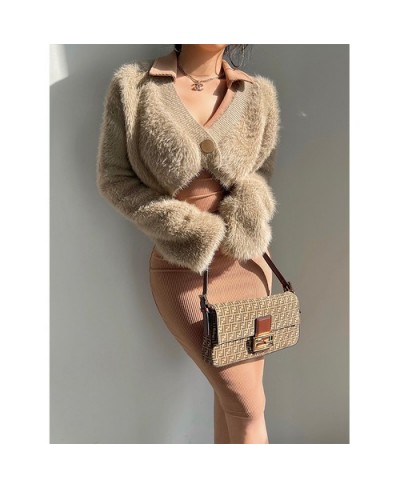 Sexy V-Neck Plush Coat Short Top Imitation Mink Hair Cardigan Women Fashion Plush Casual Sweater Korean Elegant Faux Fur Tedd...