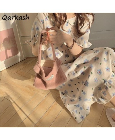 Nightgowns Women Popular Floral Girls Leisure Sweet Sleepwear Korean Style Ruffles Turn Down Collar Kawaii Homewear Elegant I...