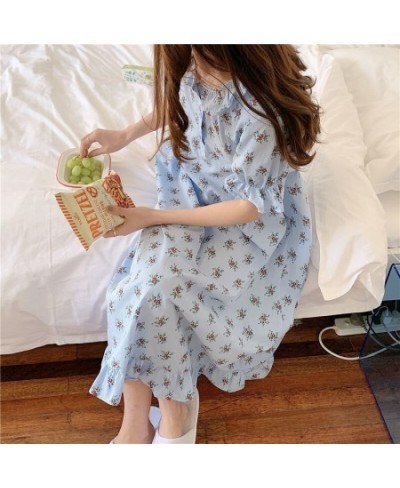 Nightgowns Women Popular Floral Girls Leisure Sweet Sleepwear Korean Style Ruffles Turn Down Collar Kawaii Homewear Elegant I...