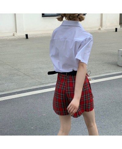 New Summer Shorts Women Red Plaid Overalls Female Casual Fashion Sexy High Waist Shorts Gothic Girls 2022 $35.38 - Bottoms