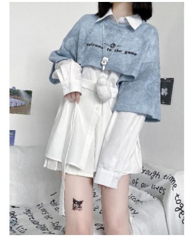 2022 SS Japanese Tie-dye Short Sweatshirt + Niche Design Loose Long White Shirt Early Autumn A Girl Two-piece Set Cool $47.93...