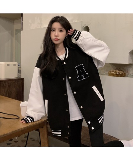 Y2k Autumn Vintage Streetwear Baseball Uniform Style Oversized Woman Coats Loose Student Women Fashion Bomber Jackets Jaqueta...