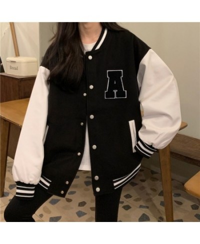 Y2k Autumn Vintage Streetwear Baseball Uniform Style Oversized Woman Coats Loose Student Women Fashion Bomber Jackets Jaqueta...