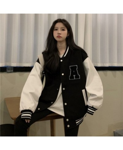 Y2k Autumn Vintage Streetwear Baseball Uniform Style Oversized Woman Coats Loose Student Women Fashion Bomber Jackets Jaqueta...