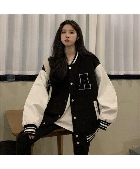 Y2k Autumn Vintage Streetwear Baseball Uniform Style Oversized Woman Coats Loose Student Women Fashion Bomber Jackets Jaqueta...