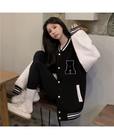 Y2k Autumn Vintage Streetwear Baseball Uniform Style Oversized Woman Coats Loose Student Women Fashion Bomber Jackets Jaqueta...