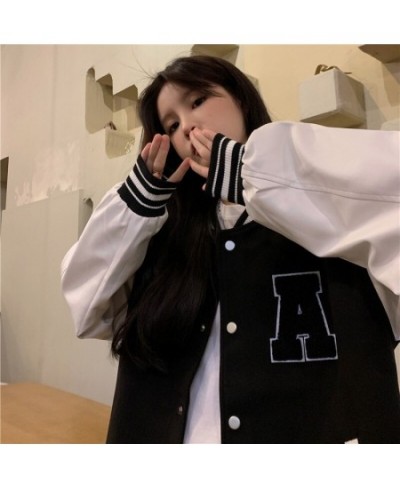 Y2k Autumn Vintage Streetwear Baseball Uniform Style Oversized Woman Coats Loose Student Women Fashion Bomber Jackets Jaqueta...