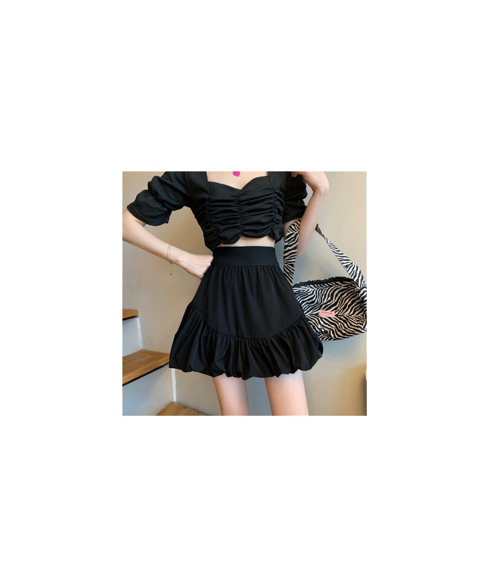 Summer high waist black skirt is thin and small bubble short skirt early autumn hot girl fluffy A-line skirt women's clothing...