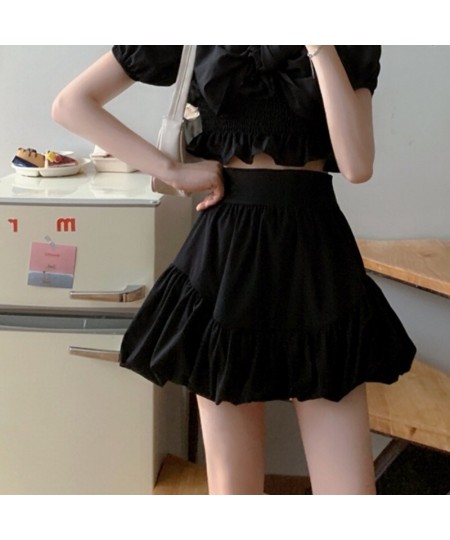 Summer high waist black skirt is thin and small bubble short skirt early autumn hot girl fluffy A-line skirt women's clothing...