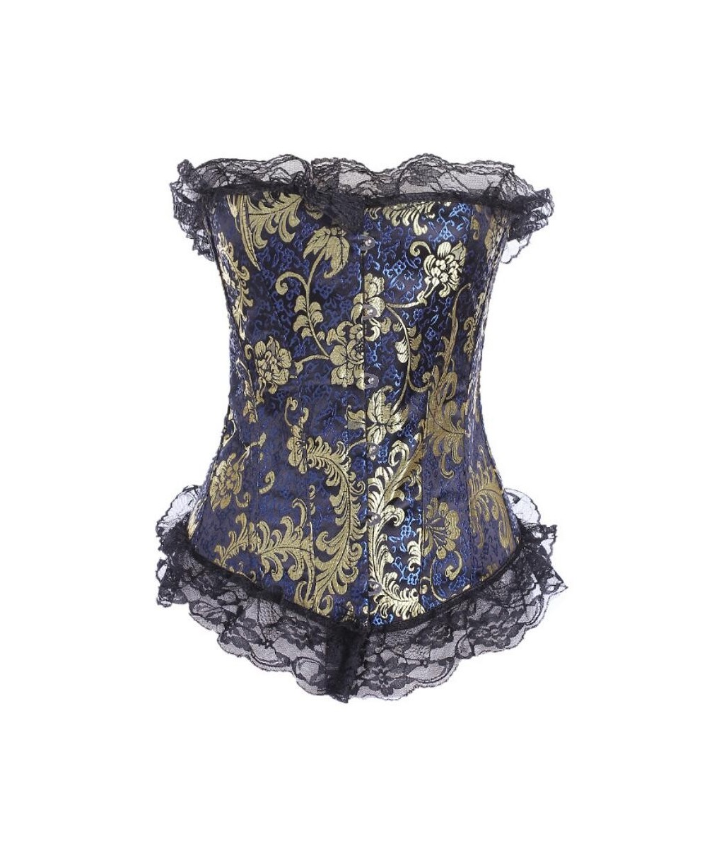 Women Sexy Bustier and Corset Top Corselet Floral Lace Trim Overlay Corsets Overbust Burlesque Showgirl Body Shaper Plus Size...