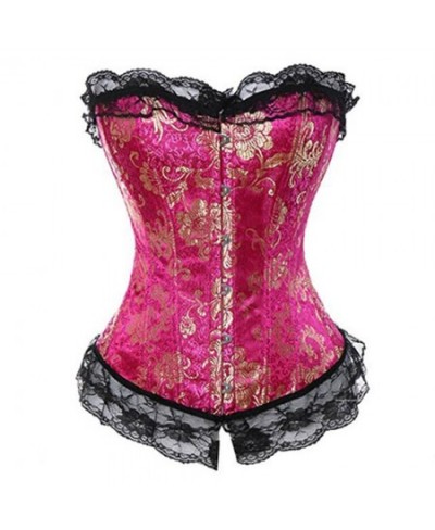 Women Sexy Bustier and Corset Top Corselet Floral Lace Trim Overlay Corsets Overbust Burlesque Showgirl Body Shaper Plus Size...