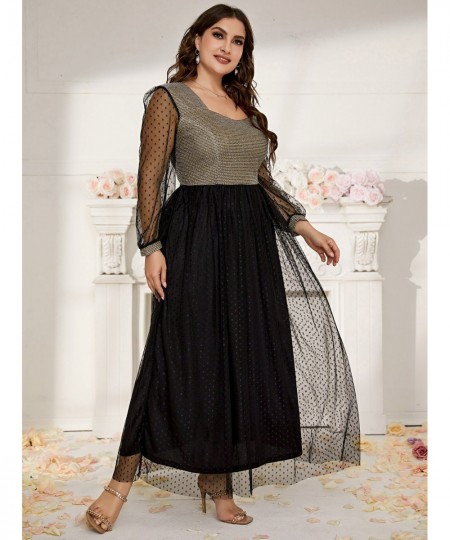 Plus Size Maxi Gossamer Dress Long Large 2022 Women Fashion Chic Elegant Party Evening Festival Clothing $75.43 - Plus Size C...