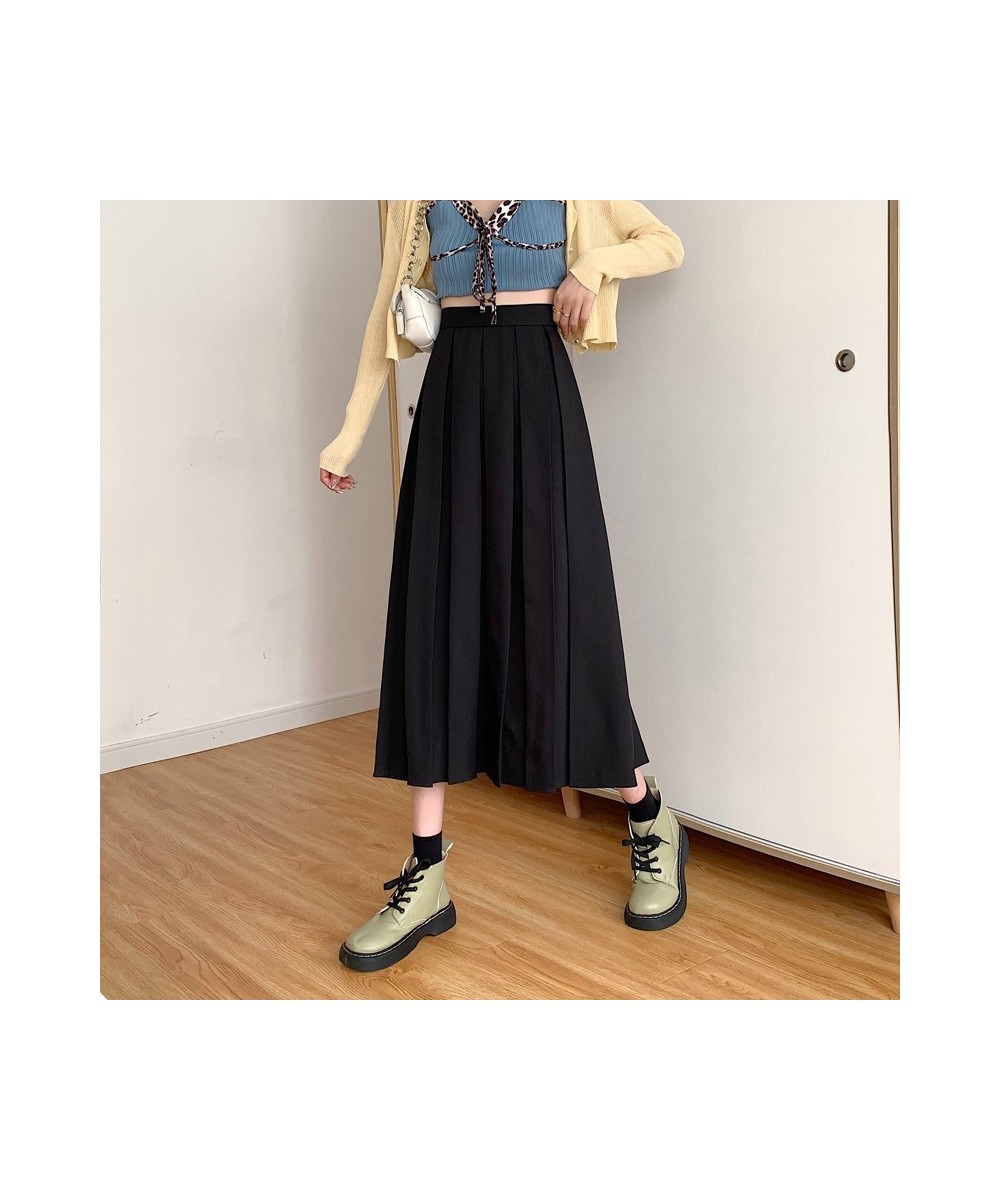 women Long skirt black pleated brown skirt high waist a line korean fashion summer vintage midi gray skirts girl y2K 2023 $38...