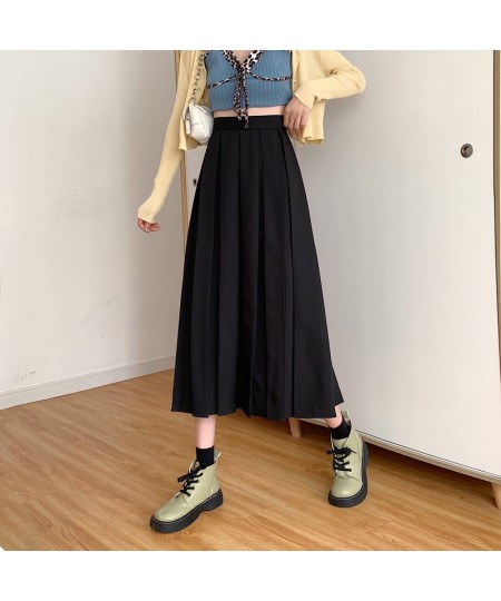 women Long skirt black pleated brown skirt high waist a line korean fashion summer vintage midi gray skirts girl y2K 2023 $38...