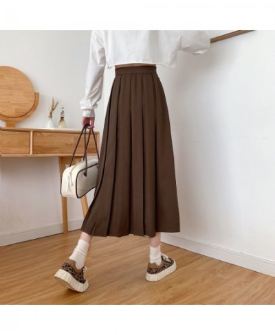 women Long skirt black pleated brown skirt high waist a line korean fashion summer vintage midi gray skirts girl y2K 2023 $38...