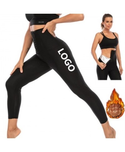 Logo Print High Waist Women Hot Sweat Sauna Effect Slimming Leggings Trousers Sweating Weight Loss Pants Silver Ion Fat Burni...