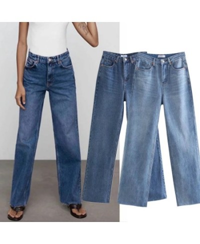 Women Denim Wide Leg Pants England Style Vintage Mom Jeans Woman High Waist Jeans Loose Burrs Boyfriend Jeans For $62.52 - Jeans