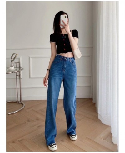 Women Denim Wide Leg Pants England Style Vintage Mom Jeans Woman High Waist Jeans Loose Burrs Boyfriend Jeans For $62.52 - Jeans