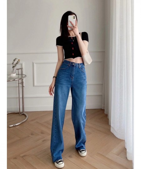 Women Denim Wide Leg Pants England Style Vintage Mom Jeans Woman High Waist Jeans Loose Burrs Boyfriend Jeans For $62.52 - Jeans