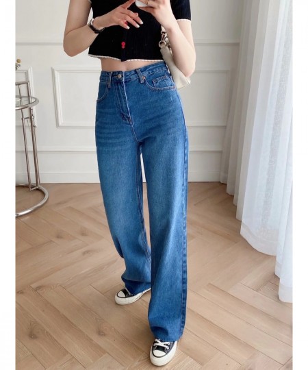 Women Denim Wide Leg Pants England Style Vintage Mom Jeans Woman High Waist Jeans Loose Burrs Boyfriend Jeans For $62.52 - Jeans