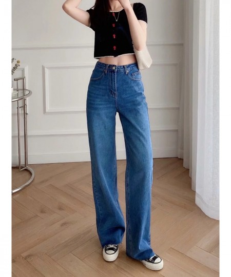 Women Denim Wide Leg Pants England Style Vintage Mom Jeans Woman High Waist Jeans Loose Burrs Boyfriend Jeans For $62.52 - Jeans