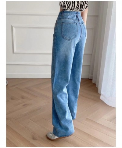 Women Denim Wide Leg Pants England Style Vintage Mom Jeans Woman High Waist Jeans Loose Burrs Boyfriend Jeans For $62.52 - Jeans