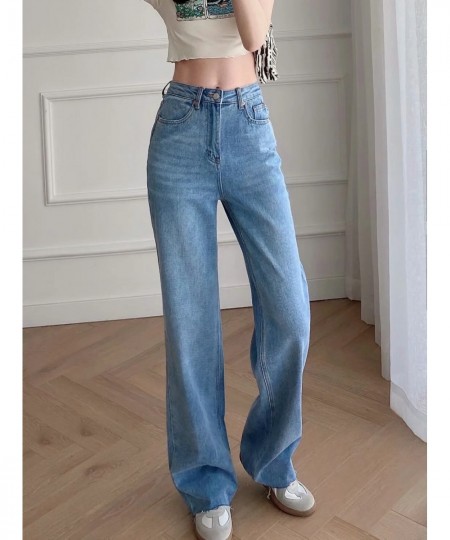 Women Denim Wide Leg Pants England Style Vintage Mom Jeans Woman High Waist Jeans Loose Burrs Boyfriend Jeans For $62.52 - Jeans