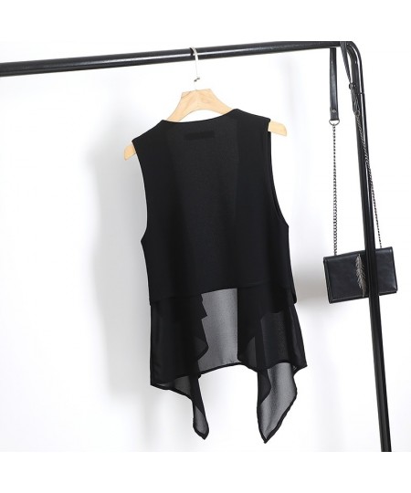 Irregular All-Matched Summer Women Chiffon Vest Outerwear Korean Style Female Waistcoat 2022 Fashion Thin Sleeveless Jackets ...