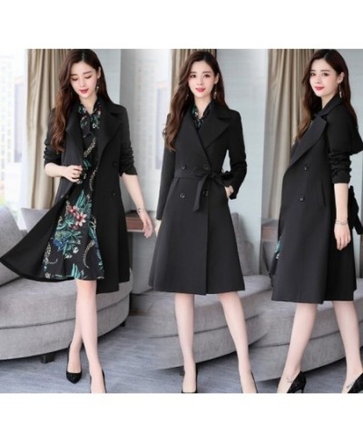 Spring Ladies Dress Suits for Office Wear Long Trench Coat and Knee Length Dress 2 Piece Set Women Formal Dresses Suit $78.35...